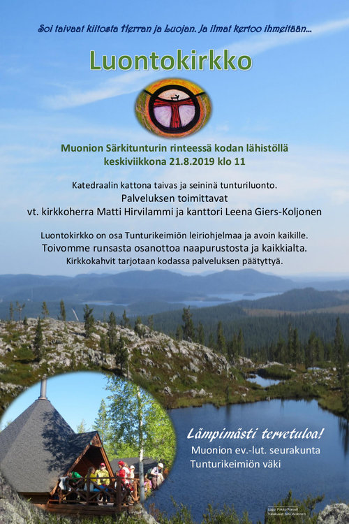 Luontokirkko Särkituntunturin rinteessä kodan lähistöllä Luontokirkko Särkituntunturin rinteessä kodan lähistöllä