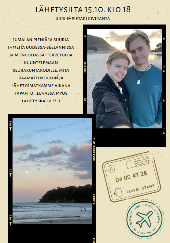Mainoskuvassa nuori mies ja nuori nainen
