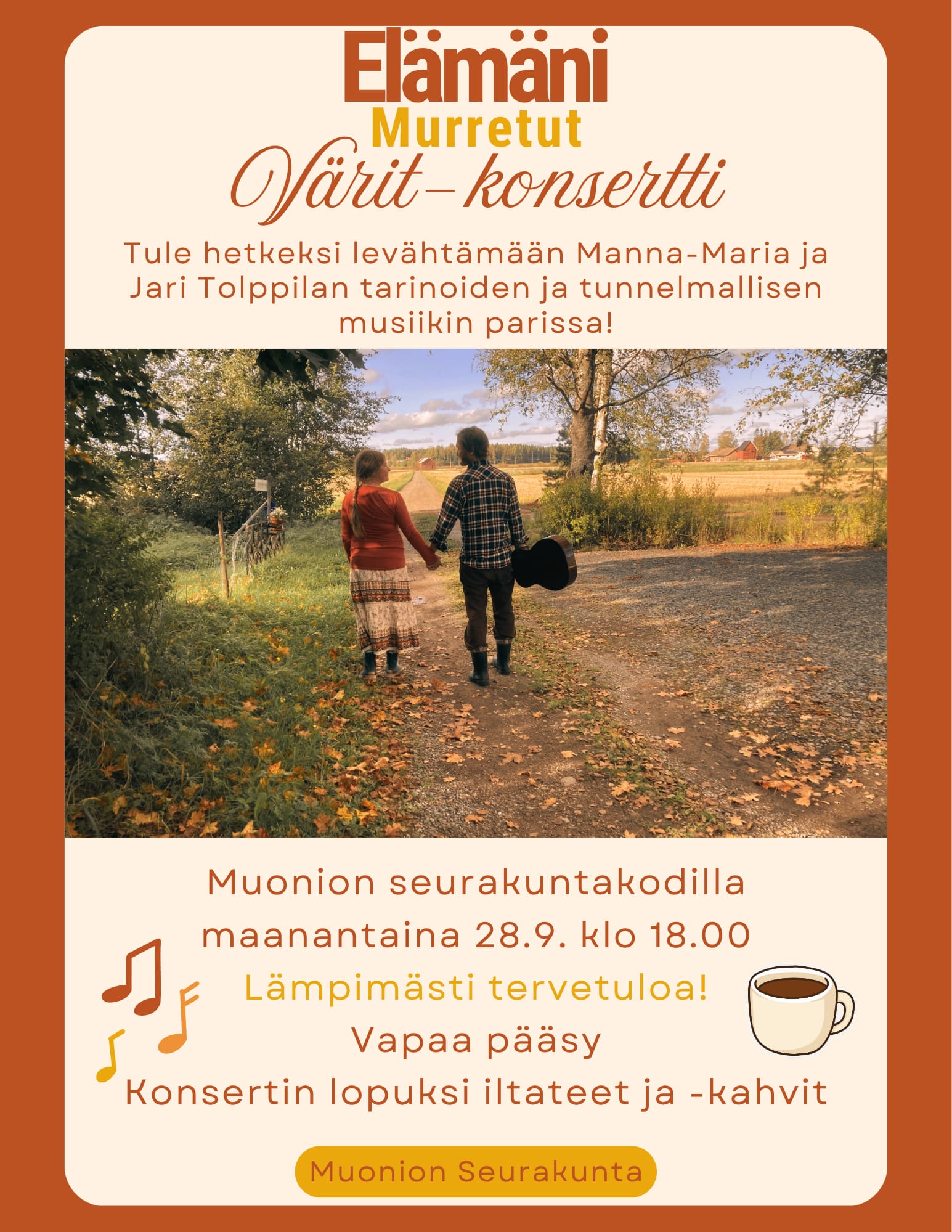 Muusikot syksyisessä maisemassa